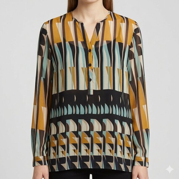 Esprit Tops - Esprit Abstract Geometric Print Blouse Size M